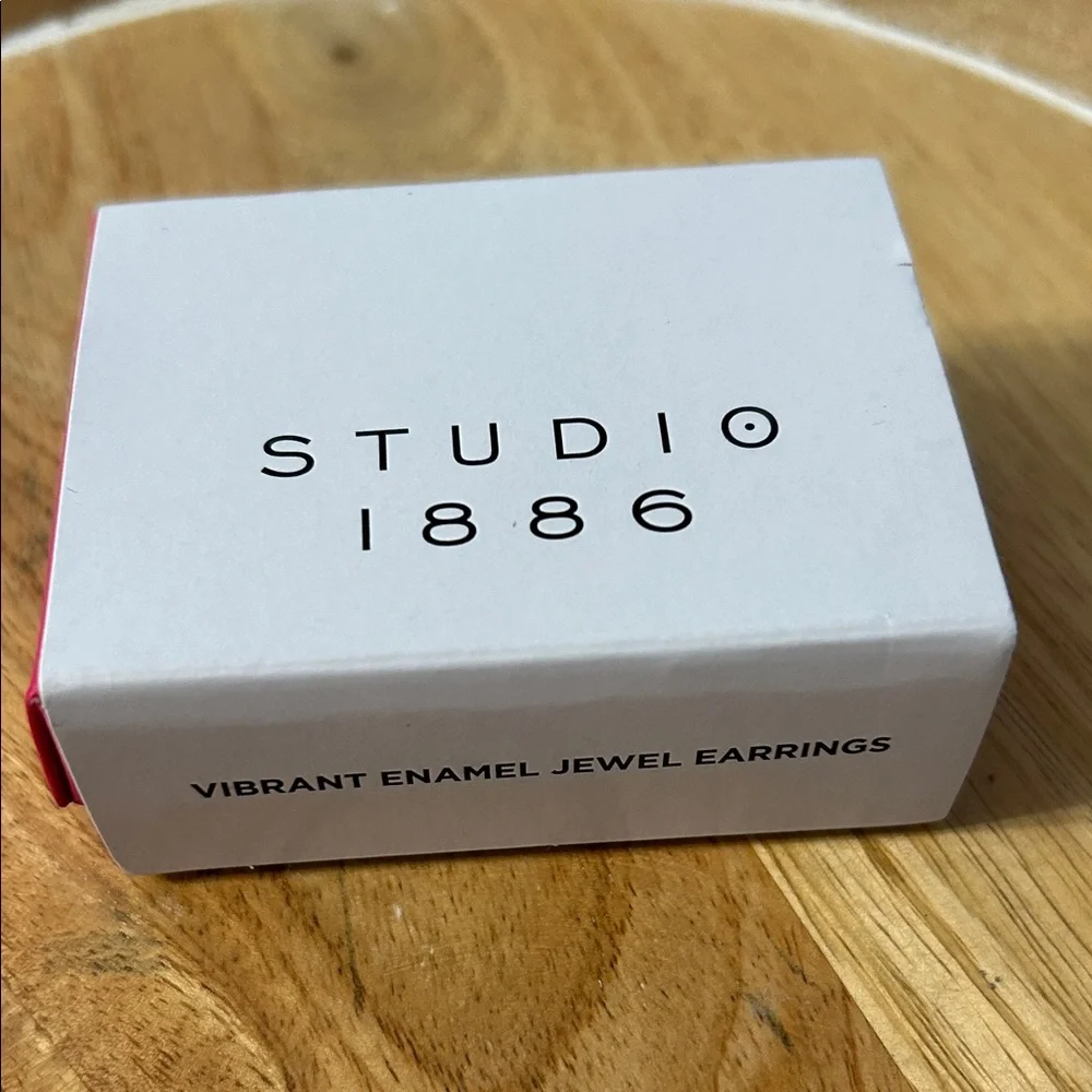 Avon Studio 1886 Enamel Earrings NEW postback dangle drops pink aqua blue - Picture 5 of 9